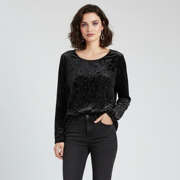 Simply Vera Wang Velvet Burnout Top L Whimsigoth Witchy Dark Romance Boho Fairy - Picture 1 of 8